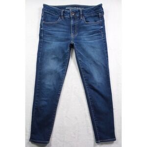 American Eagle Jeans Womens Size 4 Blue Low Rise Jegging Crop Stretch Comfort